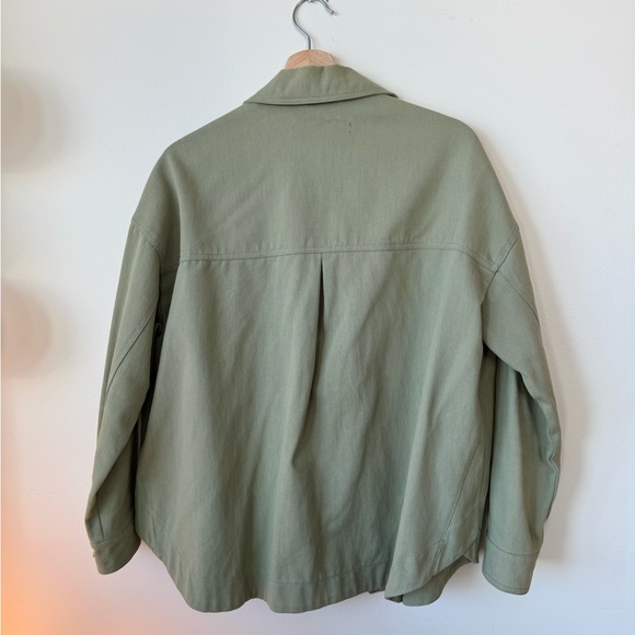 Sage Green Zara Oversized Utility Jacket with Gold Buttons - Picture 3 of 6